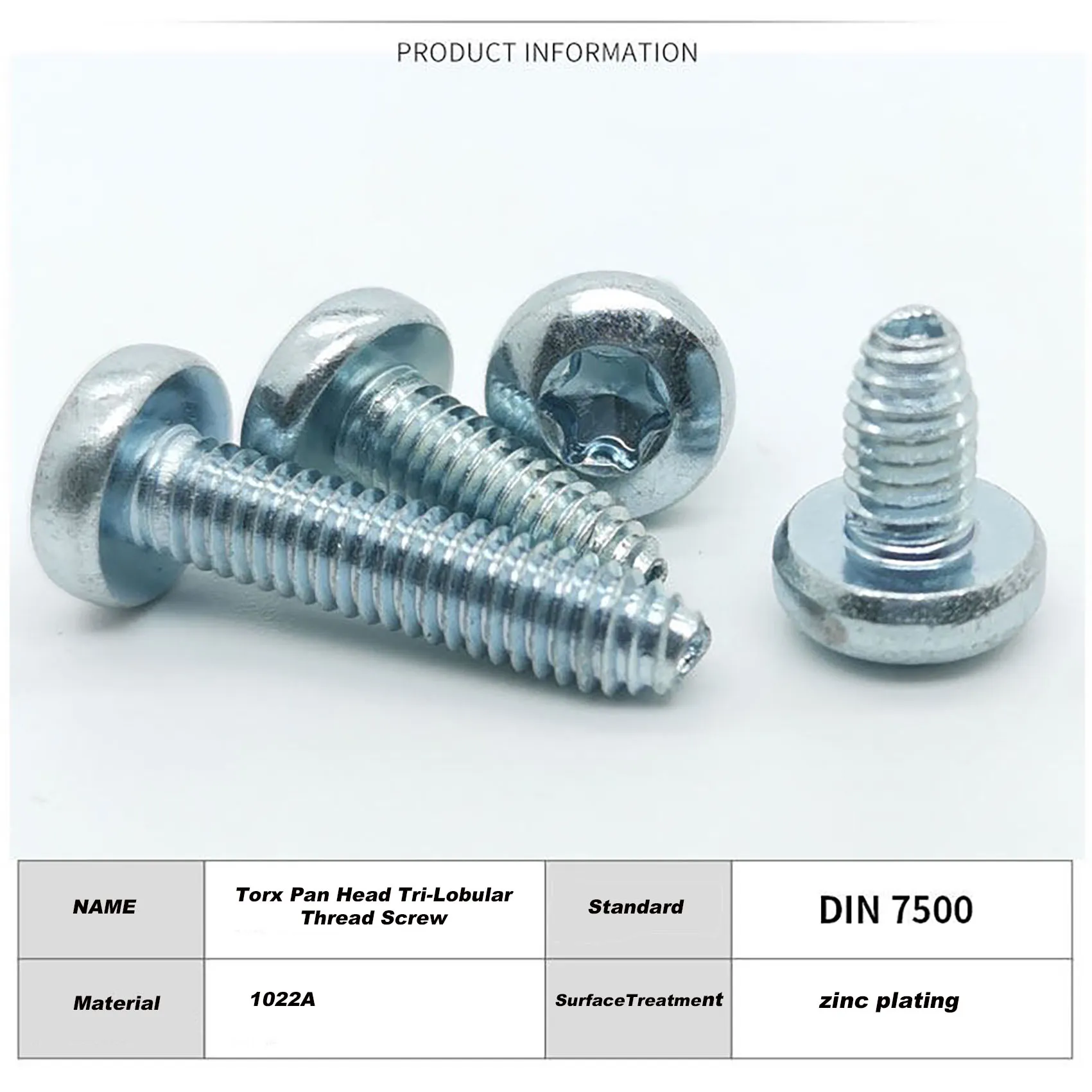 Torx Pan Head Tri-Lobular Screw | Self-Tapping | Zinc Plated