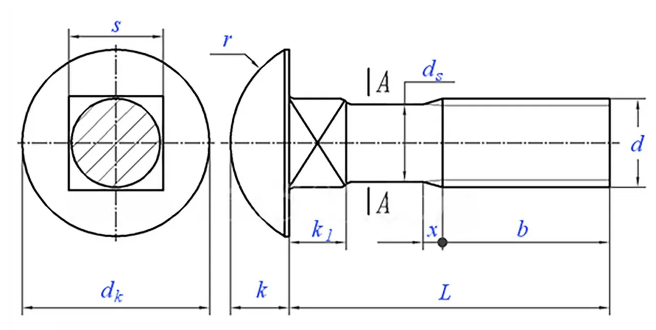 Stainless Steel 304 Carriage Bolt With Square Neck | GB/T12-1976  DIN 603 Standard  Carriage Bolts