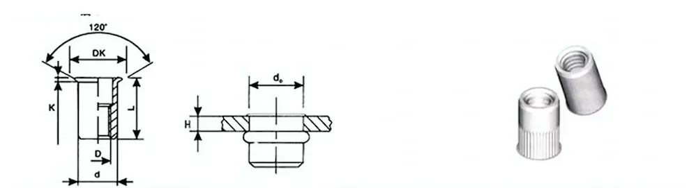 Knurled Countersunk Rivet Nut
