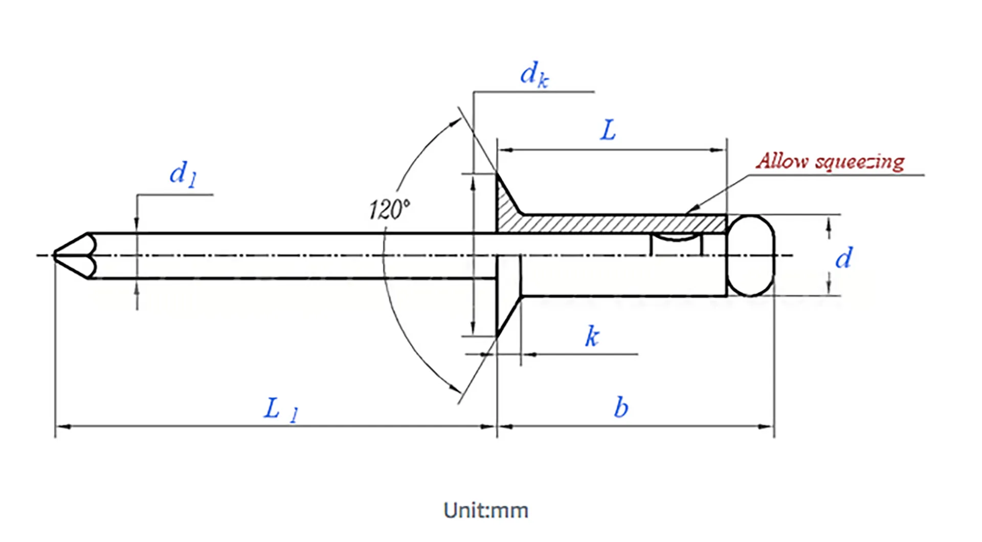 Countersunk Head Open End Blind Rivets - Aluminum Steel Body | for Sheet Metal Fabrication