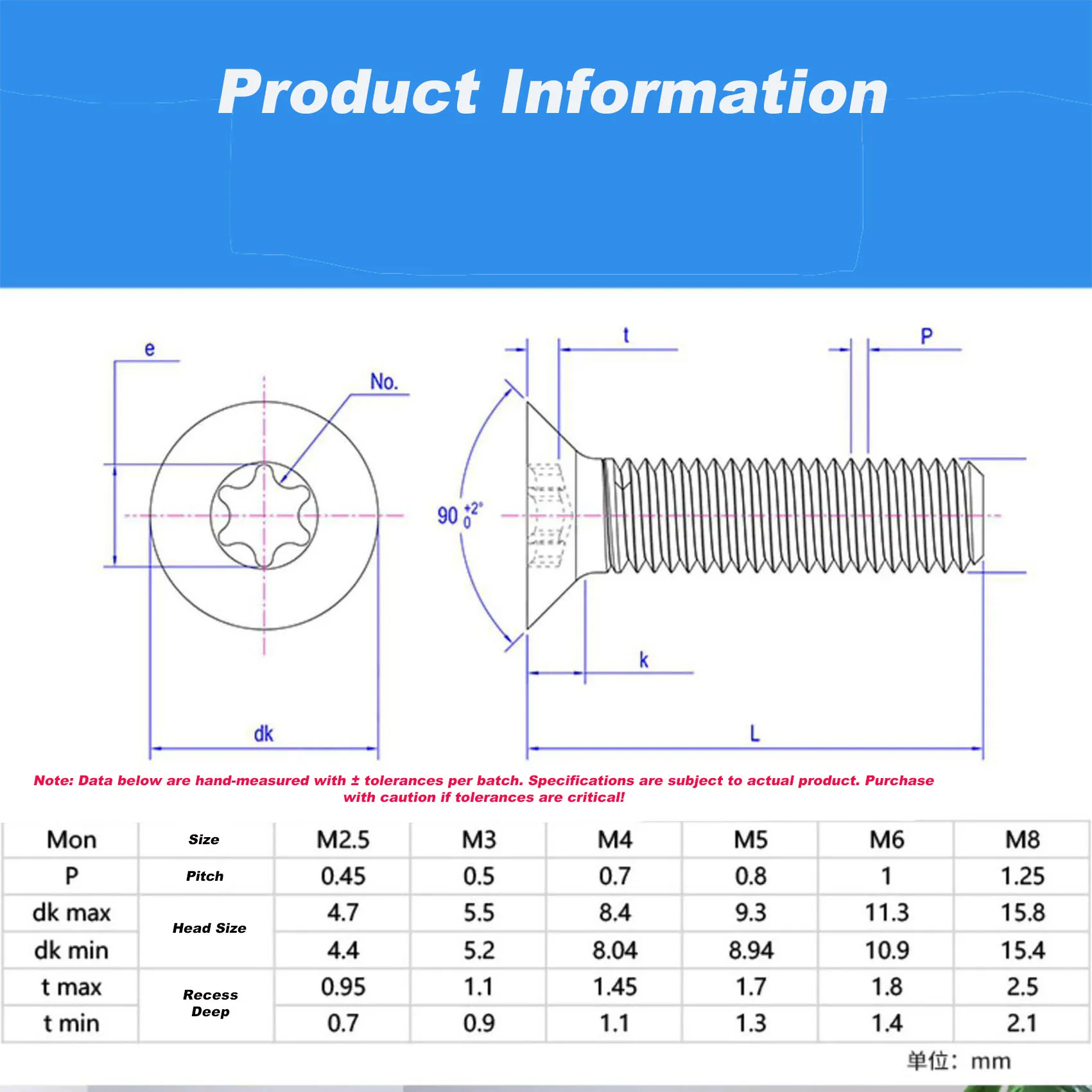 Torx Countersunk Tri-Lobular Screw  | Self-Tapping